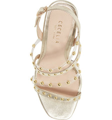 Cecelia New York Vanessa Gold Embellished Sandal Clear Open Toe High Pumps