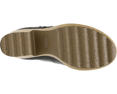 Dr Scholl's Win Over Black Leather Block Heel Wood Platform Clog Ankle Boots
