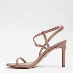 Sam Edelman Doran Maple Croco Leather Stiletto Heel Ankle Strap Heeled Sandals