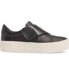 J Slides Harper Black Leather Modern White Platform Fashion Sneaker Loafer