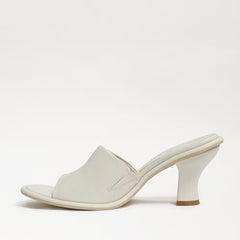 Sam Edelman Aida Ivory Rounded Open Toe Slip On Block Heel Leather Dress Mules