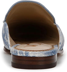 Sam Edelman Linnie Blue Palm Multi Chain Embellished Slip On Almond Toe Mules