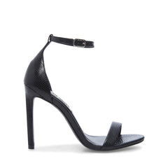 Steve Madden Brandie Black Rounded Open Toe Ankle Strap Stiletto Heeled Sandals