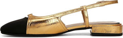 Sam Edelman Kara2 Medallion Gold/Black Squared Toe Slingback Flats Sandals Loafers