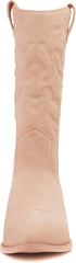 Soda Reno Lt-pink Metallic Pu Western Cowboy Stitched Pointed Toe Fashion Boots