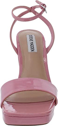Steve Madden Camaron Pink Patent Ankle Strap Squared Open Toe Platform Sandals