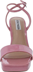 Steve Madden Camaron Pink Patent Ankle Strap Squared Open Toe Platform Sandals