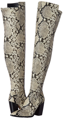 Vince Camuto Cottara Over-The-Knee Black White Snake pointed Western Boots