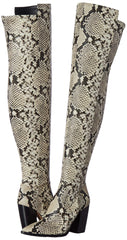 Vince Camuto Cottara Over-The-Knee Black White Snake pointed Western Boots