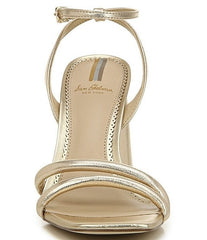 Sam Edelman Kia Gold Squared Open Toe Ankle Strap Block Heeled Sandals