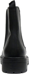 Soda Pilot Black Pull On Round Toe Chunky Platform Block Heel Wide Ankle Boots