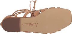 Sam Edelman Lara Camel Squared Open Toe Tie Up Strappy Flats Gladiator Sandals