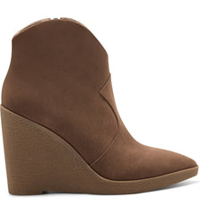 Jessica Simpson Crais Tobacco Brown Pointed Toe Platform Heeled Wedge Booties