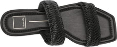 Dolce Vita Inya Black Stella Slip On Open Squared Toe Woven Straps Flats Sandals