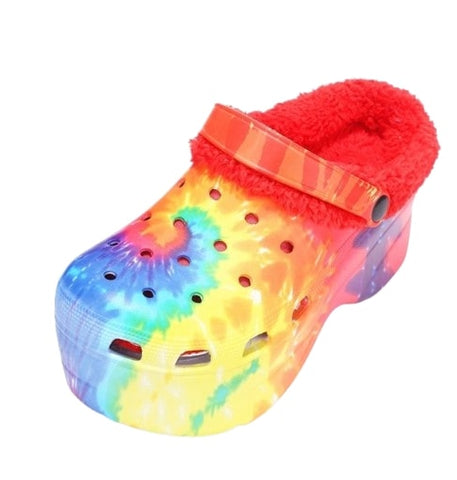 Cape Robbin Gardener-3 Platform Multi Tie Dye Chunky Lined Ankle Strap Sandals