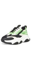 Steve Madden Possession Black/Green Lace Up Boyfriend Chunky Platform Sneakers
