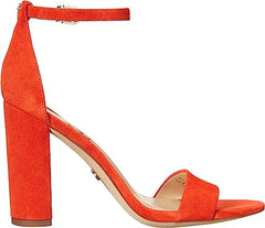 Sam Edelman Yaro Bright Poppy Ankle Strap Open Round Toe Block High Heel Sandals