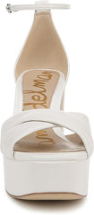 Sam Edelman Jullian Bright White Open Toe Ankle Strap Block Heeled Sandals
