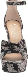 Jessica Simpson Tyssie Blue Pewter Ankle Strap Floral Wedge Platform Sandals