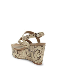 Vince Camuto Velley Oatmeal Multi Leather Caged Strappy Platform Wedge Sandals