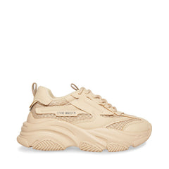 Steve Madden Possession Tan Nude Lace Up  Boyfriend Chunky Platform Sneakers