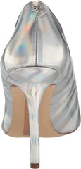 Sam Edelman Hazel Silver Metallic Stiletto Heeled Pointed Toe Slip On Pumps