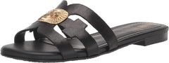 Sam Edelman Bay Radiant Black Leather Embellished Leather Strap Slides Sandals