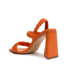 Schutz Lirah Bright Tangerine Slingback Strap Open Toe Block High Heel Sandals