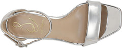 Sam Edelman Daniella Soft Silver Specchio Ankle Strap Block Heel Open Toe Sandal