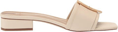 Sam Edelman Deacon Modern Ivory Squared Open Toe Buckle Slides Heeled Sandals