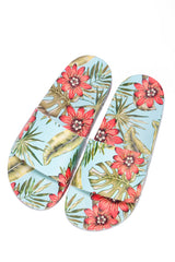 Cape Robbin ROUSY Blue Tropical Flat Classic Slip-On Comfort Pool Slide Sandals