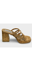 Steve Madden Observe Natural Fashion Slip On Platform High Block Heeled Sandals