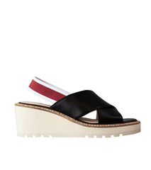 Cecelia New York Gabby Wedge Leather Crisscross Platform Sandal BLACK
