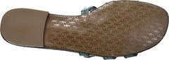 Sam Edelman Bay Blue Sage Slide Mule Open-Toe Slip-On Leather Flats Wide Sandals