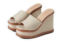Schutz Dalle Beige Oyster Slip On Open Toe Platform Womens Casual Wedges Sandals