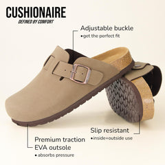 CUSHIONAIRE Hana Womens Clogs Comfortable Vegan Suede Clogs for Women