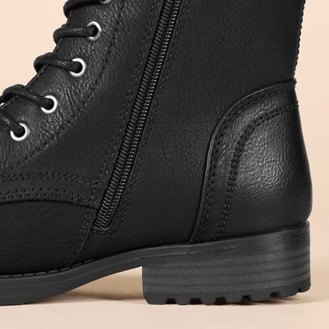 Amazon Essentials Collins Black Fashion Zipper Lace-Up Combat Ankle Boots 8