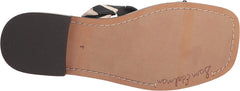Sam Edelman Hera Black/Natural Slip On Open Toe Embellished Flat Slides Sandals