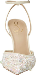 Sam Edelman Avril Modern Ivory Pointy Toe Stiletto Heel Ankle Strap Fashion Pump