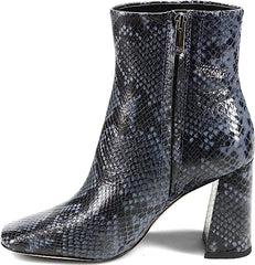 Sam Edelman Codie Marina Blue Snake Side Zipper Squared Toe Wide Fashion Boots