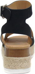 Soda Topic Black Espadrilles Ankle Strap Studded Wedge Heeled Platforms Sandals