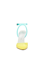 Jessica Simpson Pirrie Yellow Combo Clear Pointed Toe Ankle Strap High Pumps