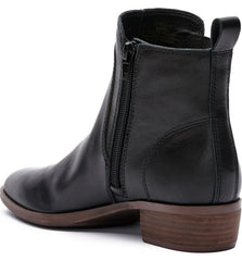 Lucky Brand Tocito Almond Toe Black Chelsea Pull On Leather Casual Ankle Booties