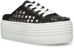 Steve Madden Bridget30 Black/White Lace Up Closed Mule Platform Fashion Sneaker