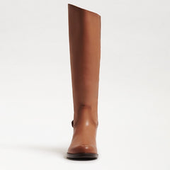 Sam Edelman Mikala 2 Whiskey Block Heel Rounded Toe Zip Leather Knee High Boots