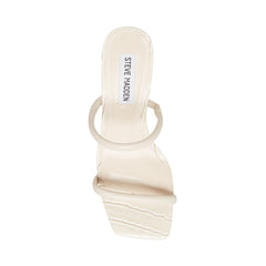 Steve Madden Lilah Square Open Toe Angled Block Heel Sandal Bone Croco