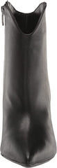 Nine West Ghost Black2 Leather Pointed Toe Block Heel V-Shaped Cutout Ankle Boot