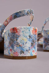 Cecelia New York COSETTE Slingback Heels BLUE MOSAIC Block Heel Retro Pumps