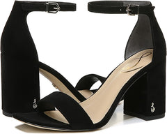 Sam Edelman Daniella Black Suede Ankle Strap Block Heeled Open Toe Sandals
