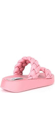 Steve Madden Hillary Pink Slip On Rounded Open Toe Platform Braided Sandal